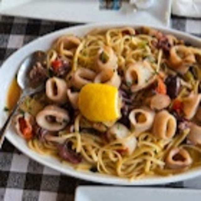 Calamari Puttanesca Pasta.