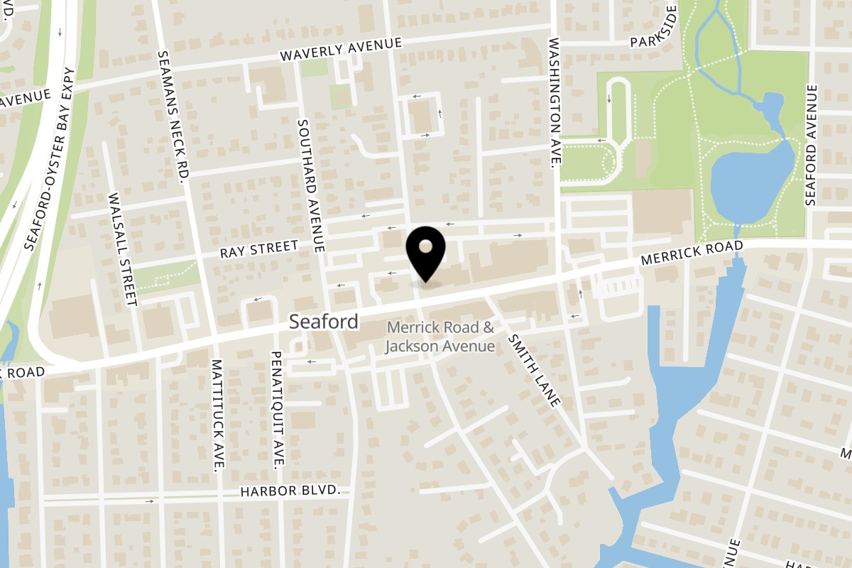 Map showing the location of Charred Brick Oven on 3915 Merrick Rd in Seaford